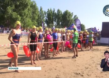 В Конаеве завершился международный заплыв на открытой воде oceanman kazakhstan-2024