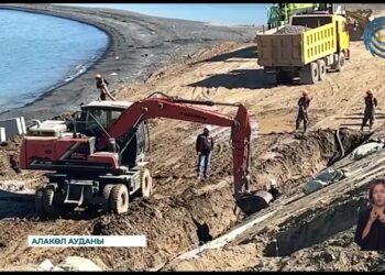 Алакөлде жағалау бекіту жұмыстары қолға алынды